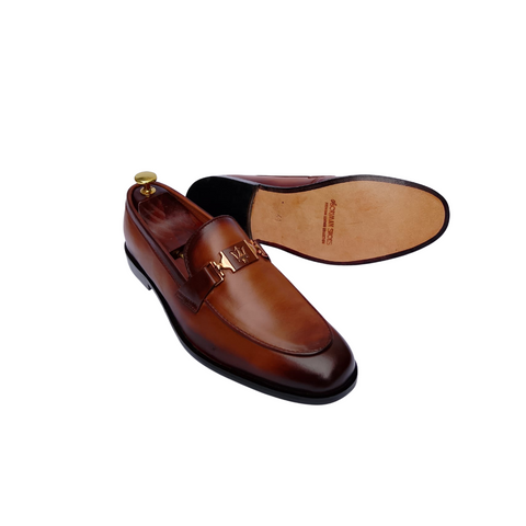 BROWN LEATHER BUCKLE SHOES