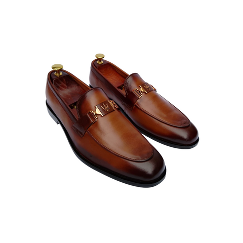 BROWN LEATHER BUCKLE SHOES