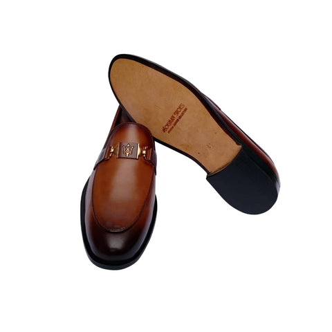 BROWN LEATHER BUCKLE SHOES
