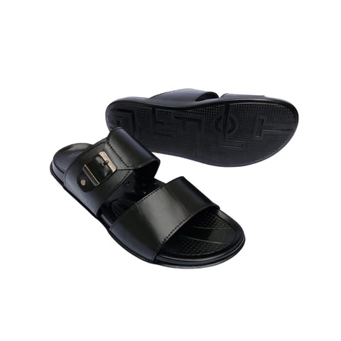 BLACK LEATHER SLIPPER