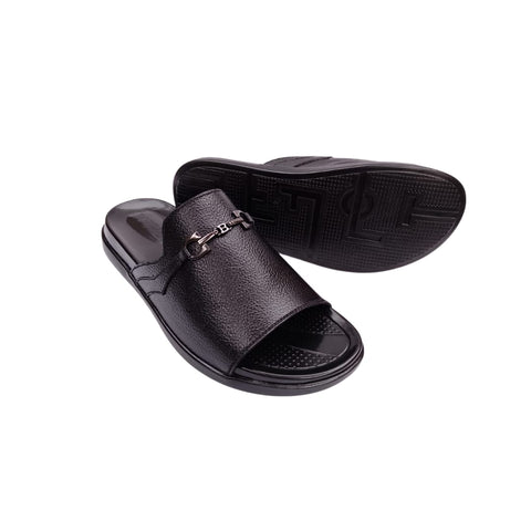 BLACK LEATHER SLIPPER